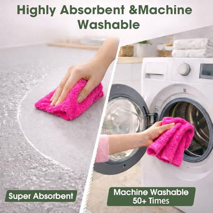 Microfiber Cleaning Cloth Roll - 100 Pack Tear Away Microfiber Paper Towels, Reusable, Washable, Scratch-Free, Kitchen Towels for Car, Home, Kitchen, Glass, Dishes (Hot Pink) - color: Hotpink