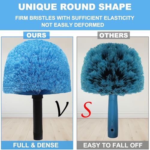 2 Pack Blue Twist-On Cobweb Duster Head Brush - Efficient Indoor & Outdoor Spider Web Cleaning Solution - Fits Standard Acme Threaded Poles - Durable & Versatile Spider Web Corner Cleaner Head Only
