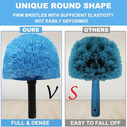 2 Pack Blue Twist-On Cobweb Duster Head Brush - Efficient Indoor & Outdoor Spider Web Cleaning Solution - Fits Standard Acme Threaded Poles - Durable & Versatile Spider Web Corner Cleaner Head Only