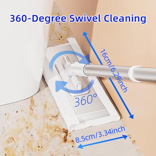 Snap On Mini Mop with 39in Handle —INWEJIA Zero-Touch Gap Dust Cleaner & Hands-Free Locking Head, Disposable Lazy Mop Wet and Dry for Kitchen Bathroom Toilet Corners Window Wall Cleaning - size: Mini Mop