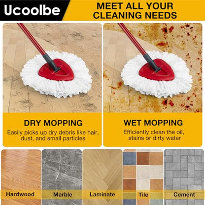 Spin Mop Heads Replacements for O Cedar Triangle Swivel Mops, 4 Pack Microfiber Mop Refills, Deep Cleaning, Machine Washable, Easy to Install - size: 4 Mop Heads(1 Tank System)