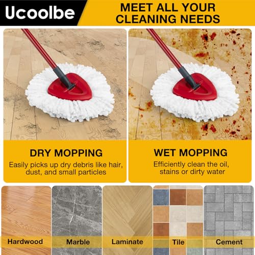Spin Mop Heads Replacements for O Cedar Triangle Swivel Mops, 4 Pack Microfiber Mop Refills, Deep Cleaning, Machine Washable, Easy to Install - size: 4 Mop Heads(1 Tank System)