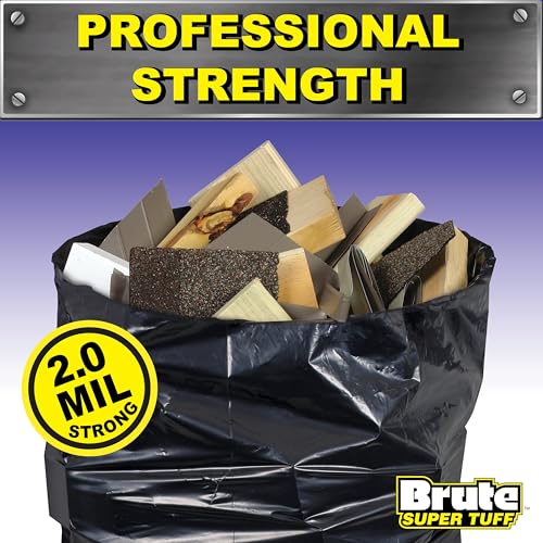 Brute Super Tuff Heavy Duty 2.0 MIL Contractor Bags, Large Trash Bags, Twist Tie Closure, Black, 42 Gallon, 20 Count - size: 20 Count (Pack of 1), style: Contractor (42 Gallon)