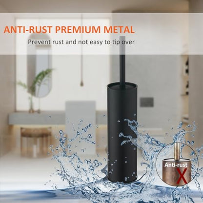 Toilet Brush and Holder Set Premium Material Toilet Bowl Cleaner Free Standing Toilet Bowl Brush and Holder - color: Matte Black