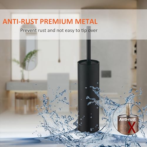 Toilet Brush and Holder Set Premium Material Toilet Bowl Cleaner Free Standing Toilet Bowl Brush and Holder - color: Matte Black