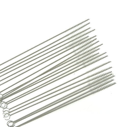 Honbay Straw Cleaner Brushes, nylon bristles stainless steel handle, Nylon Skinny Pipe Tube Cleaner - 20 Piece Value Pack - 6 mm bristles x 7" 175mm long - size: One Size