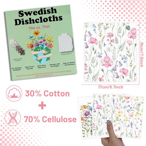 Swedish Dishcloths for Kitchen, 6PCS Wildflower Cellulose Sponge Reusable Paper Towels Washable, Flower Absorbent Fast Drying Swedish Dish Cloth for Home Cleaning - style: Wildflower