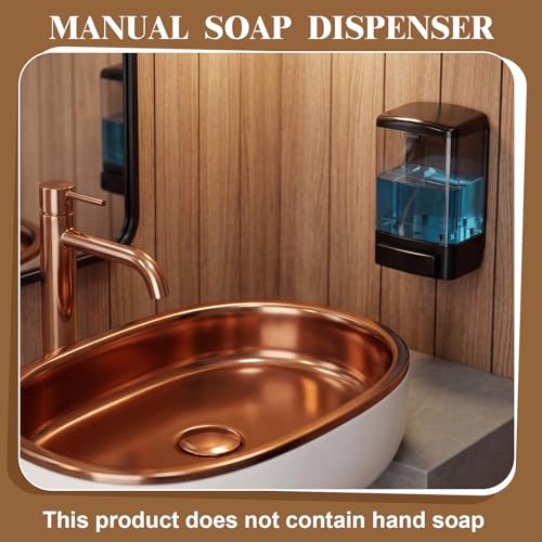 Hushee 8 Pcs Plastic Wall Mounted Soap Dispenser Commercial Manual Soap Containers Wall Dispenser for Kitchen Shower Hotel Liquid Shampoo Gel Chamber (33.8 oz 1000 ml,All Black) - color: All Black, size: 33.8 oz 1000 ml