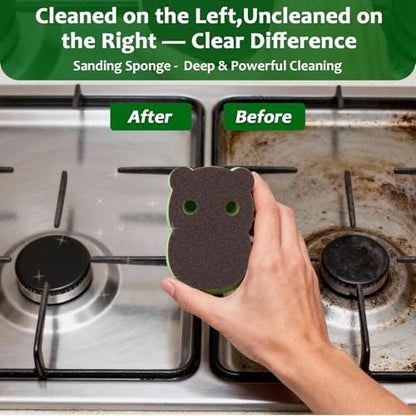 18 Pack Reusable Dish Sponges, Dual Sided Kitchen Scouring Pads | Dual-sided heavy duty sponges with scouring side for grease, cookware, sinks, grills, pots, pans, dishes, and daily cleaning.