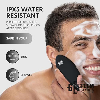 ChargeWorx Silicone Face Scrubber, Sonic Facial Cleansing Brush with 12 Speeds, Exfoliating Pore Cleanser, Waterproof Rechargeable Skincare Tool for Women and Men, Black