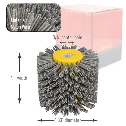 Nylon Bristle Drum, Grit 180, 4.33" x 4", 110x100mm, Scale and Rust Stripping, for Burnishing Polishing Machine - style: Nylon Bristle Drum #180