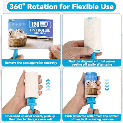 Lint Roller Refills - 1080 Sheets Total, Extra Sticky Adhesive Replacement Rolls for Pet Hair Removal on Clothes, Couch, Furniture & Carpet, 3.9-inch Rolls with 120 Sheets Each, (No Handle Included) - size: 9 Refills + 1080 Sheets
