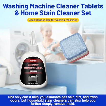 Washing Machine Cleaner Tablets Ultra - Designed for Pet Owners, Removes Residue, Grime & Odors, with Mold Cleaning Gel&Brush, Compatible with HE, Top&Front Load, 30 Tablets-12+ Month Supply - color: Colorful 32 Pack