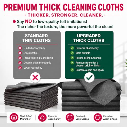6PACK GenieCloth Magic Cloth 6-Pack XXL Microfiber Cleaning Cloths | 16x12 Inch Size, Streak & Lint-Free, Cleans with Water Only, Machine Washable, Glass, Steel & More