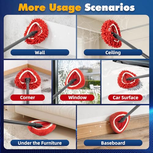 6 Pack Spin Mop Replace Head for O Cedar, Microfiber Mop Heads Replacements for Ocedar Easywring 1 Tank Spin Mop, Wet & Dry Use for Floors, Walls, Ceilings, and Windows Cleaning, Included Laundry Bag
