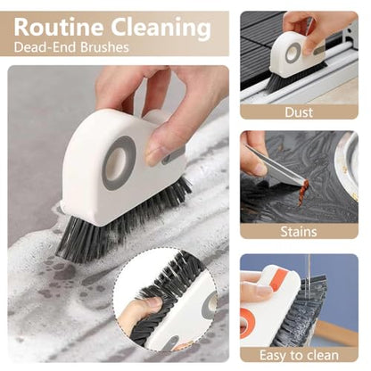 2 in 1 Groove Cleaning Brush, Window Track Cleaning Tools, Multifunction Window Track Cleaner with Hard Bristle and Hidden Scraper, Crevice Brush for Sliding Door Track, Window Seal, Sill (Max) - color: Max