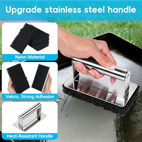 XUDAKAIXIN Premium Griddle Cleaning Kit for Blackstone, Flat Top Grill Cleaning Kit with Grill Brick, Scouring Pads & Scraper – Easy to Remove Grease and Residue