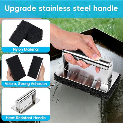 XUDAKAIXIN Premium Griddle Cleaning Kit for Blackstone, Flat Top Grill Cleaning Kit with Grill Brick, Scouring Pads & Scraper – Easy to Remove Grease and Residue