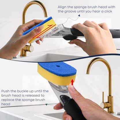 Sponge Brush Refills for OXO Dish Brush, 8 Pack Soap Dispensing Dish Refills, Scrub Replacement Head for Scrubber, Sponge Replacement Head Fits Soap Dispensing Handle - color: Blue-8pack