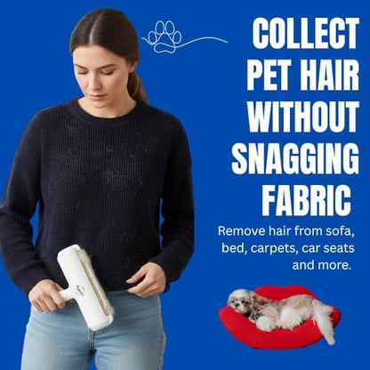 Pet Hair Remover Roller Reusable Lint Roller for Dog & Cat Hair – Fur Remover for Couch, Furniture, Carpet, Car Seats & Clothes – Portable Manual Pet Hair Cleaning Brush (White) - color: White