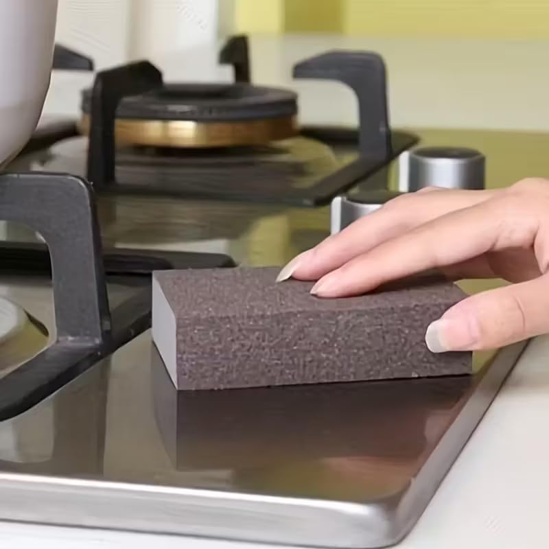 Sponge Brush Brown - Heavy Duty Non-Electric Scale and Rust Removal Brush, Suitable for Kitchen, Bathroom, Toilet, Floor and Outdoor Cleaning 2Pcs