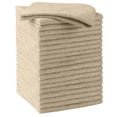 HOMEXCEL Brown Microfiber Cleaning Cloths, 20 Pack Cleaning Rags - Lint Free & Scratch-Free Microfiber Towels for Cars, House & Kitchen, Absorbent Cleaning Towels, 11.5 x 11.5 Inch - color: Brown