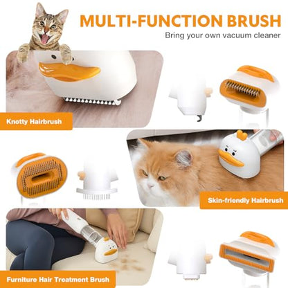 Cat Dog Grooming Vacuum Kit with Brush, Low-Noise Pet Hair Shedding Trimming Grooming for Indoor Cats Dogs, 4 in 1 Pet Vacuuming Groomer for Long or Short Haired Kitten Accessories(White)