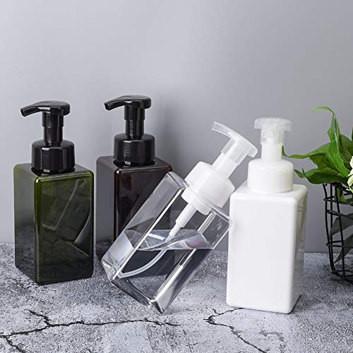 UUJOLY Foaming Soap Dispenser, 450ml (15oz) Refillable Pump Bottle Plastic for Liquid Soap, Shampoo, Body Wash (2 Pcs) (White) - color: White, size: 15 oz (2 Pack)