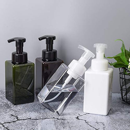 UUJOLY Foaming Soap Dispenser, 450ml (15oz) Refillable Pump Bottle Plastic for Liquid Soap, Shampoo, Body Wash (2 Pcs) (White) - color: White, size: 15 oz (2 Pack)