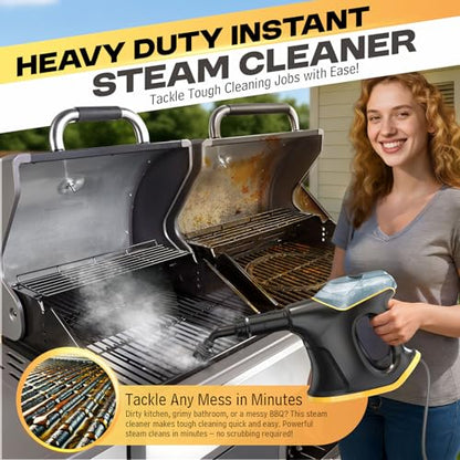 Handheld Steamers for Cleaning, 1300W High Pressure Steam Cleaner for Home and Car, 10s Fast Heat-up, Multi-Purpose Steamer with 9pcs Accessories for Grout, Tile, Couch, Kitchen (Black)