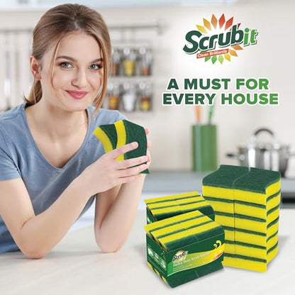 (24 Pack) Heavy Duty Scrub Sponges by SCRUBIT – Kitchen Dish, Sink and Bathroom Cleaning Scrubber Sponge - with Non-Smell Scouring Pad [New Packaging] - size: 6 Count (Pack of 4)