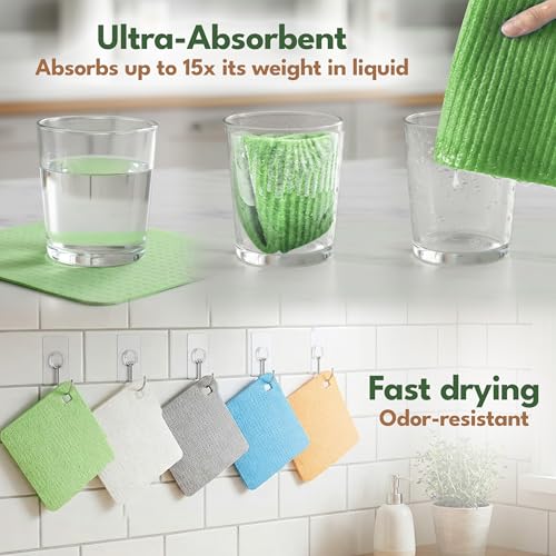 AIRNEX 10 Pack Cellulose Swedish Dishcloths for Kitchen - Eco-Conscious Reusable Dish Towels & Cloths - Super Absorbent, Odor Resistant and Fast Drying Wash Cloths for Dishes & Surfaces - size: 10 Pack