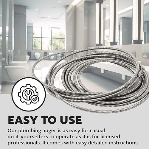 .25-in. Diameter Steel 25-Foot Light Auger for Small to Medium Drains 7710025, Hand-Cranked Toilet Snake and Drain Clog Remover, Plumbing Snake for Toilets and 2-inch Wide Drains (Pack of 4) - size: 25 Feet (Pack of 4)