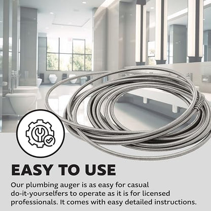 .25-in. Diameter Steel 25-Foot Light Auger for Small to Medium Drains 7710025, Hand-Cranked Toilet Snake and Drain Clog Remover, Plumbing Snake for Toilets and 2-inch Wide Drains (Pack of 4) - size: 25 Feet (Pack of 4)