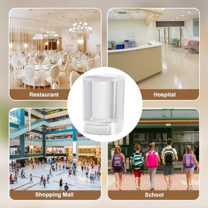 Hushee 2 Pcs Commercial Soap Dispenser Hand Wall Mounted Bathroom 33.8oz/1000ml Manual Soap Dispenser Liquid Containers with Pump White Shower Plastic Wash Wall Container Shampoo Gel for Kitchen Hotel - color: White, size: ['33.8 fl oz']