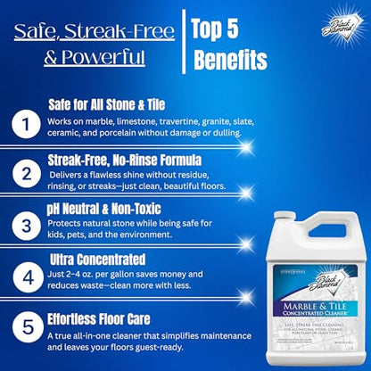 Black Diamond Stoneworks Marble & Tile Cleaner Gallon + Ultimate Grout Cleaner with Brush Quart (2-Pack) – Safe for Natural Stone, Deep Grout and Tile Cleaning to Restores Shine - size: 160 Fl Oz (Pack of 1)