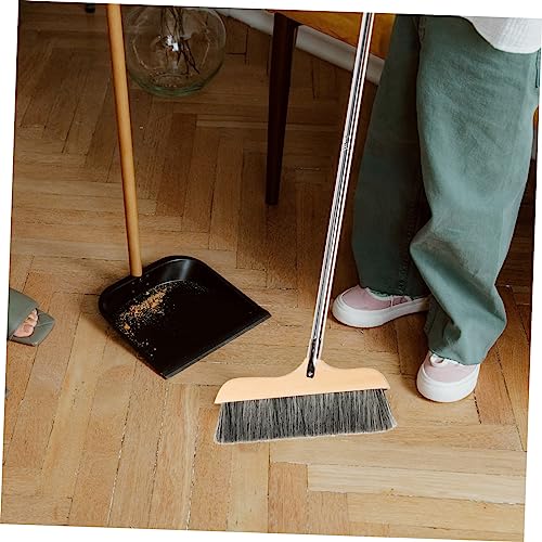 Wooden Broom with Stainless Steel Handle Soft Bristle Cleaning Brush for Hardwood Floors Carpets Indoor Use Lightweight Anti-Static Design for Easy Sweeping