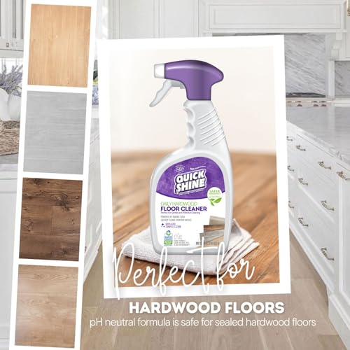 Quick Shine Hardwood Floor Cleaner Daily Care 24oz | Naturally Cleans Dirt & Scuff Marks | Dirt Dissolving, Streak Free, No Rinse & Ready to Use | Spray, Wipe, Done! | Safer Choice Cleaner - size: 24 Fl Oz (Pack of 1), style: 1 Bottle