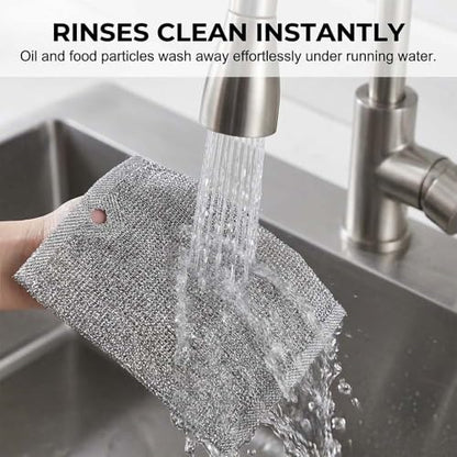 Fliwos Multipurpose Wire Dishwashing Rags, Non-Scratch Metal Wire Dishcloth, Reusable Cleaning Cloth, Thickened Metal Scrubbing Pads Kitchen Towels for Sinks, Dishes, Pots, Pans (5 Pcs) - color: 5 Pcs