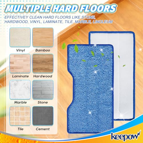 KEEPOW Reusable Mop Replacement Pads Compatible with Shark Vac Mop VM252 VM200 VM401 VM180 VM252GN VC205 VM250, Vacuum Mop Pads Refills for Hardwood Floor with Upgraded Dirt Chamber, Blue, 6+4+2 Pack - color: 6+4+2 Pack(blue)