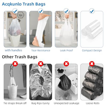 8 Gallon White-Trash-Bags Unscented Tall Kitchen - Large Plastic Garbage Bag With Handles 60Counts Recycling Office Car Medium Waste Basket Can Liner Thick Strong Acqkunlo - color: 8 gal white 60
