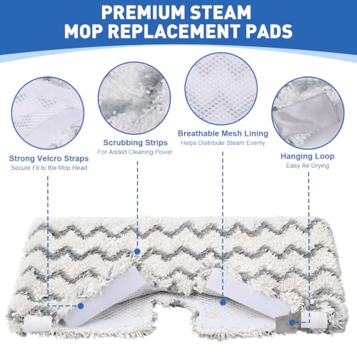 Tidy Monster Steam Mop Pads with Scrub Strips Microfiber Replacement Pad Refills for Shark Steam Pocket Mop S3500 Series S3501 S3601 S3550 S3801 S3901 SE450 S3601D S3901D (White Scrub Stripe 4 Pack) - color: White Scrub Stripe 4 Pack