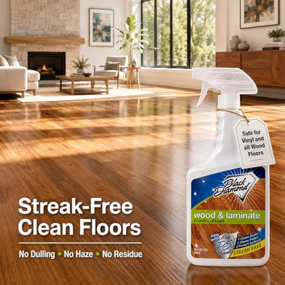Black Diamond Stoneworks Wood & Laminate Floor Cleaner – No-Rinse Streak-Free Cleaner for Hardwood, Laminate, Engineered Wood & Luxury Vinyl Plank Floors (4 Gallons) - size: 128 Fl Oz (Pack of 4), style: Floor Cleaner
