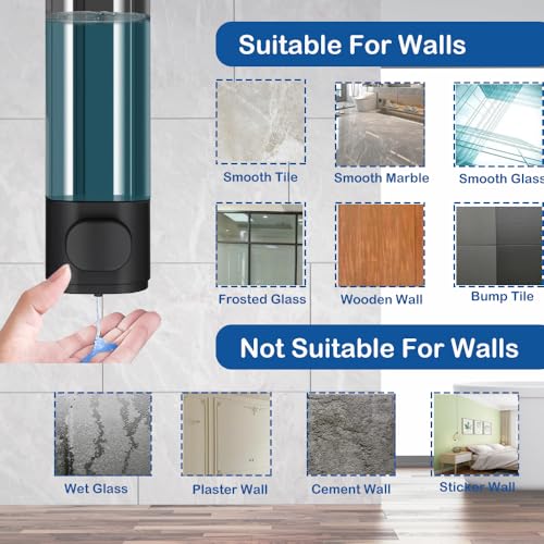 Wall Mounted Hand Soap Dispenser, 1 Chamber, 10oz/300ml Single Black Shampoo and Conditioner Dispenser, Bathroom Shower Dispenser Gel Container Dispenser and Organizer for Bathroom Kitchen Hotel - color: Black