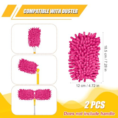 2pcs Duster Refills, Microfiber Dusters Heavy Duty Refills 360 Ceiling Fan Duster Replacements Reusable Hand Dusters for Cleaning (Rose Red) - color: Rose Red
