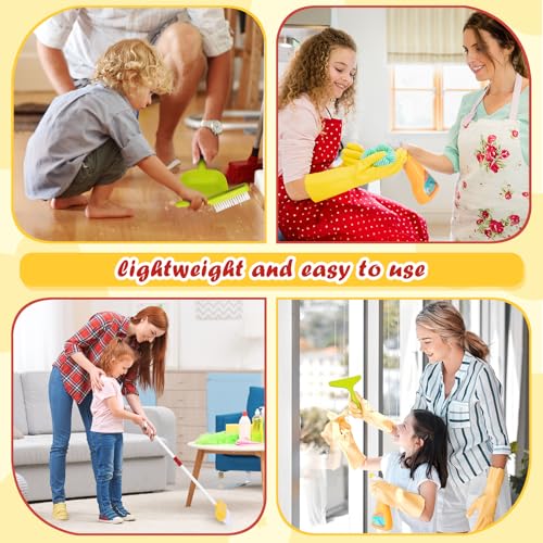 Kids Cleaning Toy Set Toddlers Broom Dust Pan Set for Housekeeping Pretend Play Cleaning Set, Cleaning Toys Gift for Toddlers Girls Boys Age 3-6 Years Old (6PCS - Red Set) - color: 6pcs - Red Set