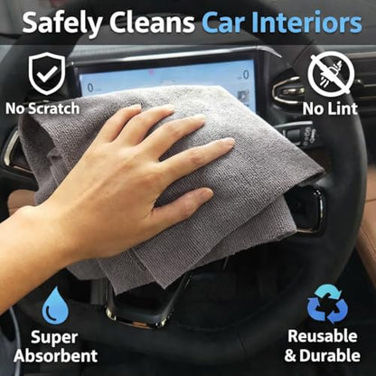 Microfiber Cleaning Cloths 5 Pack – Ultra Absorbent Lint-Free Reusable Kitchen & Car Cleaning Towels – Soft Scratch-Free Multipurpose Cloth for Home, Dish, Glass & Surface Cleaning