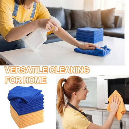 Nuenen 60 Pcs Microfiber Cleaning Cloths for Cars 16 x 16 Inch Ultra Absorbent Car Towels Drying Reusable Cleaning Supplies House Kitchen Window Microfiber Towel (Yellow,Blue) - color: Yellow,blue