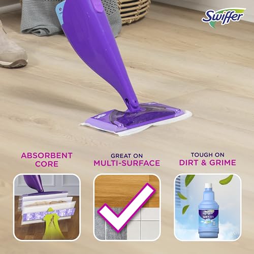 Swiffer WetJet Hardwood Floor Cleaner Spray Mop Pad Refill, Bathroom Cleaning Supplies, Hardwood Floor Cleaner, Multi Surface, 24 Count - size: 24 Count (Pack of 1)
