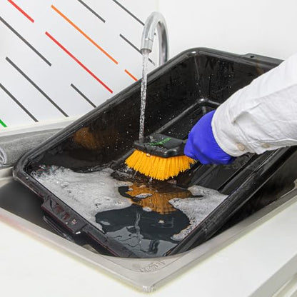 Restaurantware-Clean Tek Professional 10.24 Inch Utility Brush, 1 Heavy-Duty Scrub Brush - Plastic Bristles, Ergonomic Handle, Black Plastic Cleaning Scrub, Ideal for Indoor and Outdoor Cleaning - size: 10 1/4"
